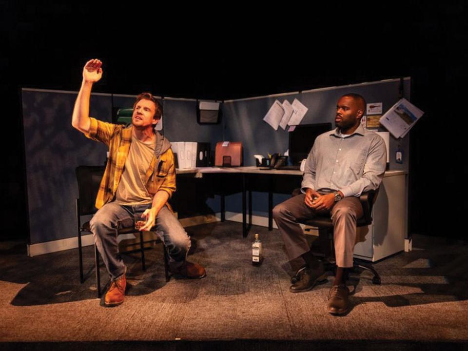 Jesse Hinson (left) as Ryan and De'Lon Grant as Keith in "A Case for the Existence of God" at SpeakEasy Stage Company. Photo by Nile Scott Studios.  
